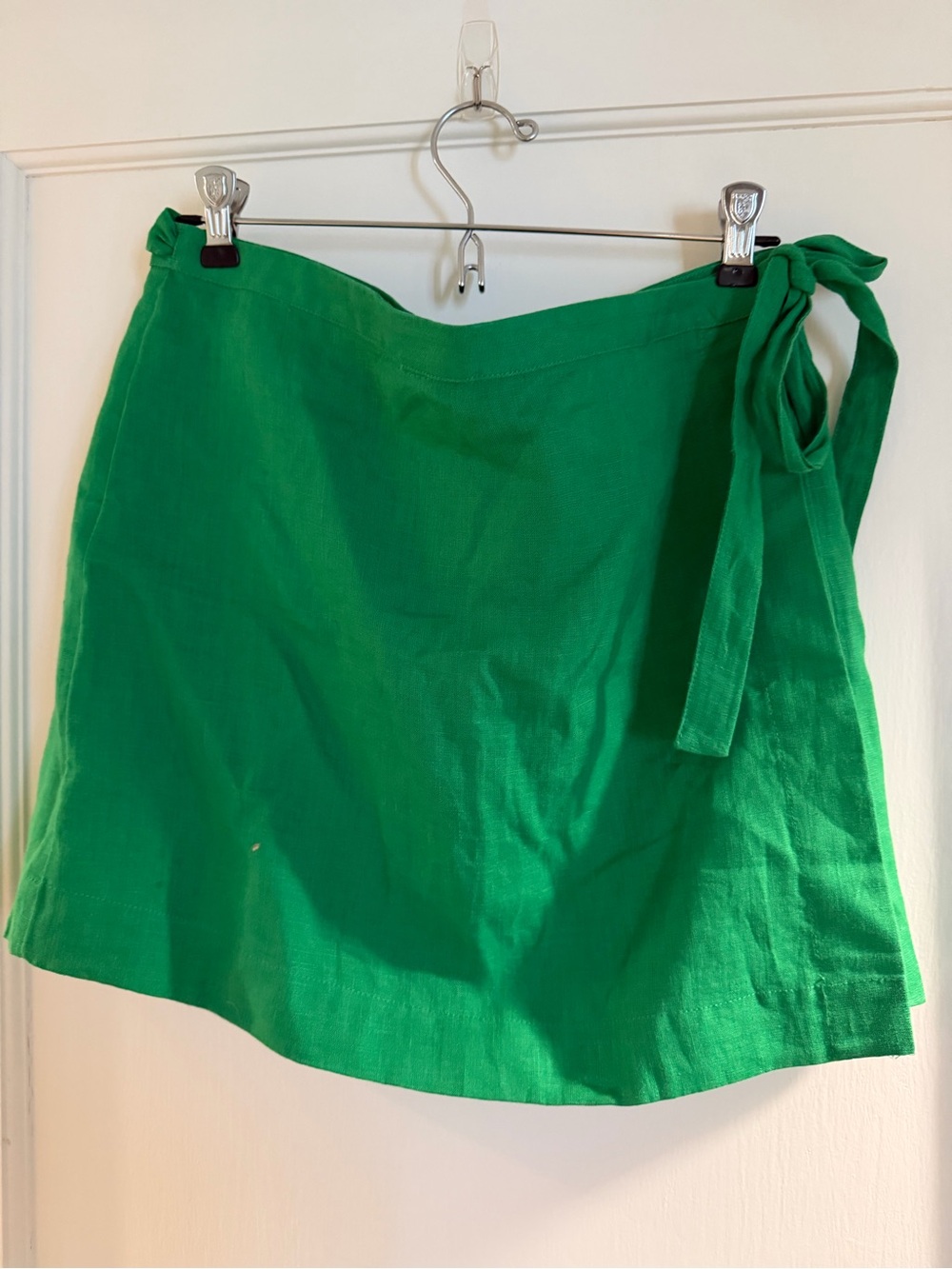 J. Crew Bright Green Wrap Mini Skirt with Side Tie